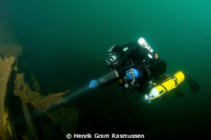 Diver on the WWII wreck UJ-173 Submarinehunter by Henrik Gram Rasmussen 